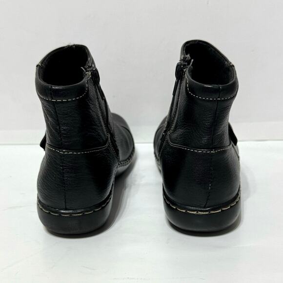Clarks Collection Women’s Black Leather Side Zip Strap Accent Ankle Boots 7.5 M - Picture 5 of 10